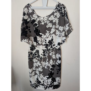 Jonathan Martin Floral Dress Size 10 Black & White, Women's